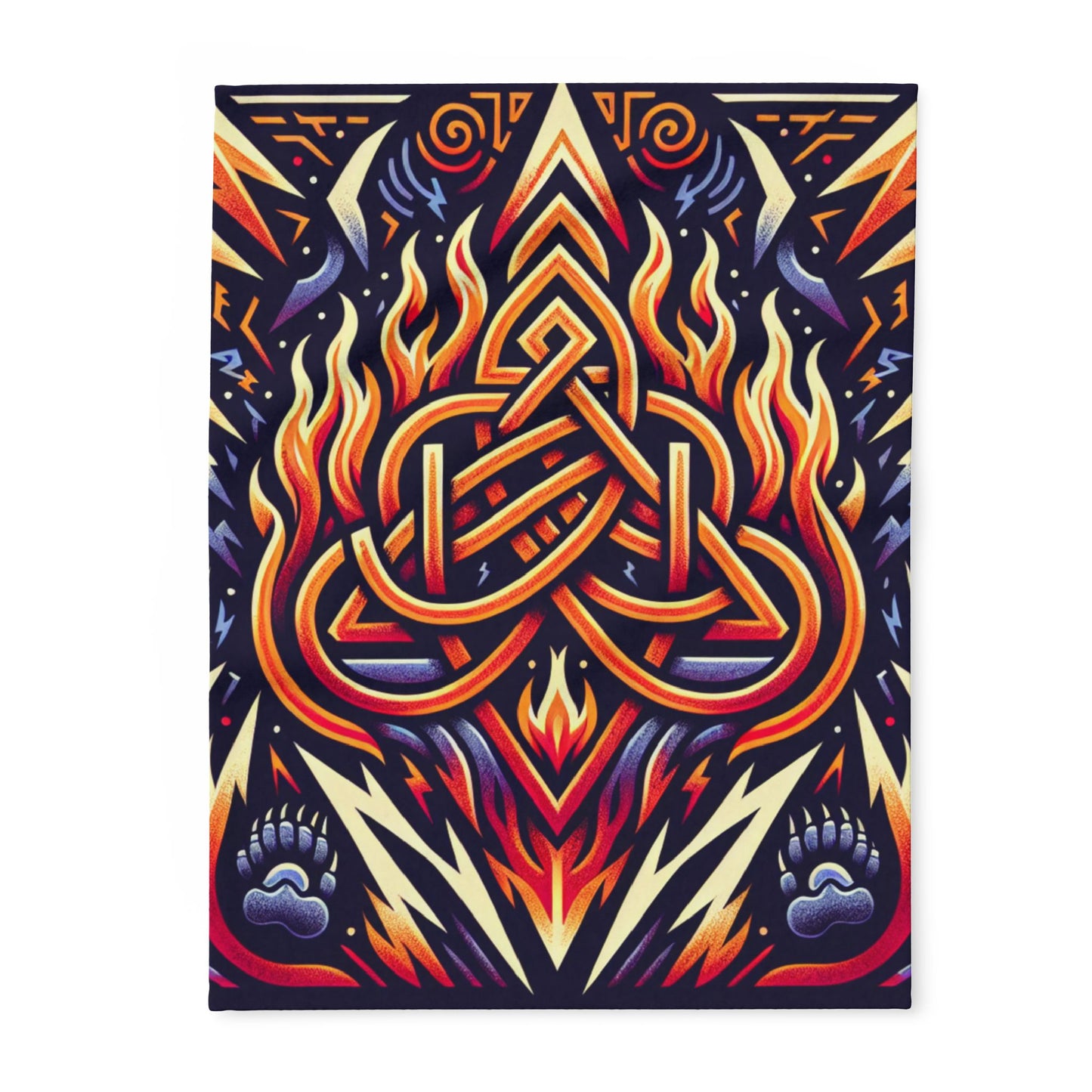 Vibrant Celtic Flame Fleece Blanket