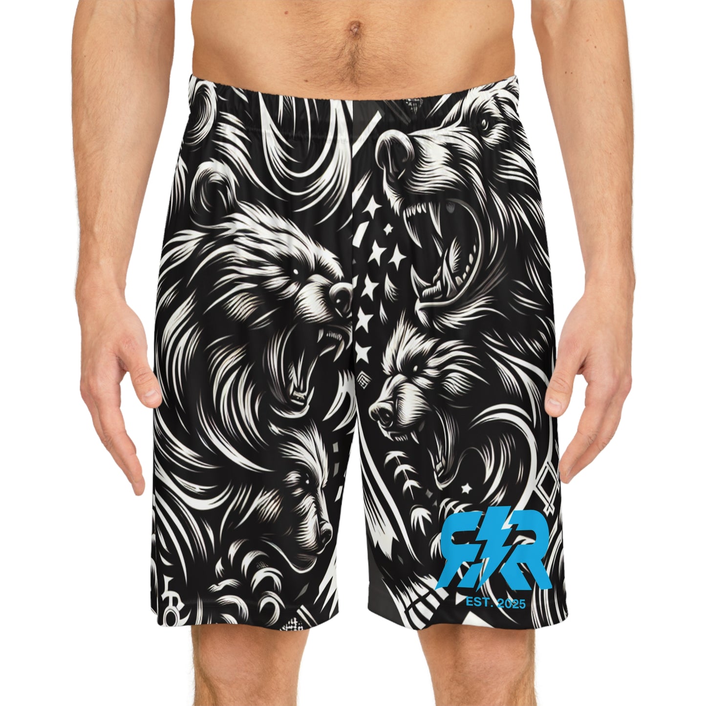 Fierce Bear Print Basketball Shorts