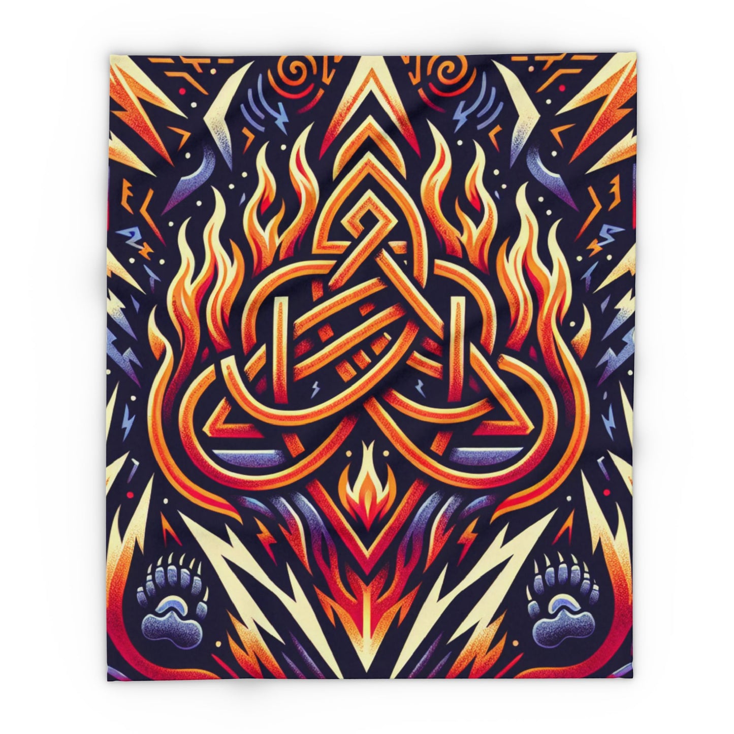 Vibrant Celtic Flame Fleece Blanket