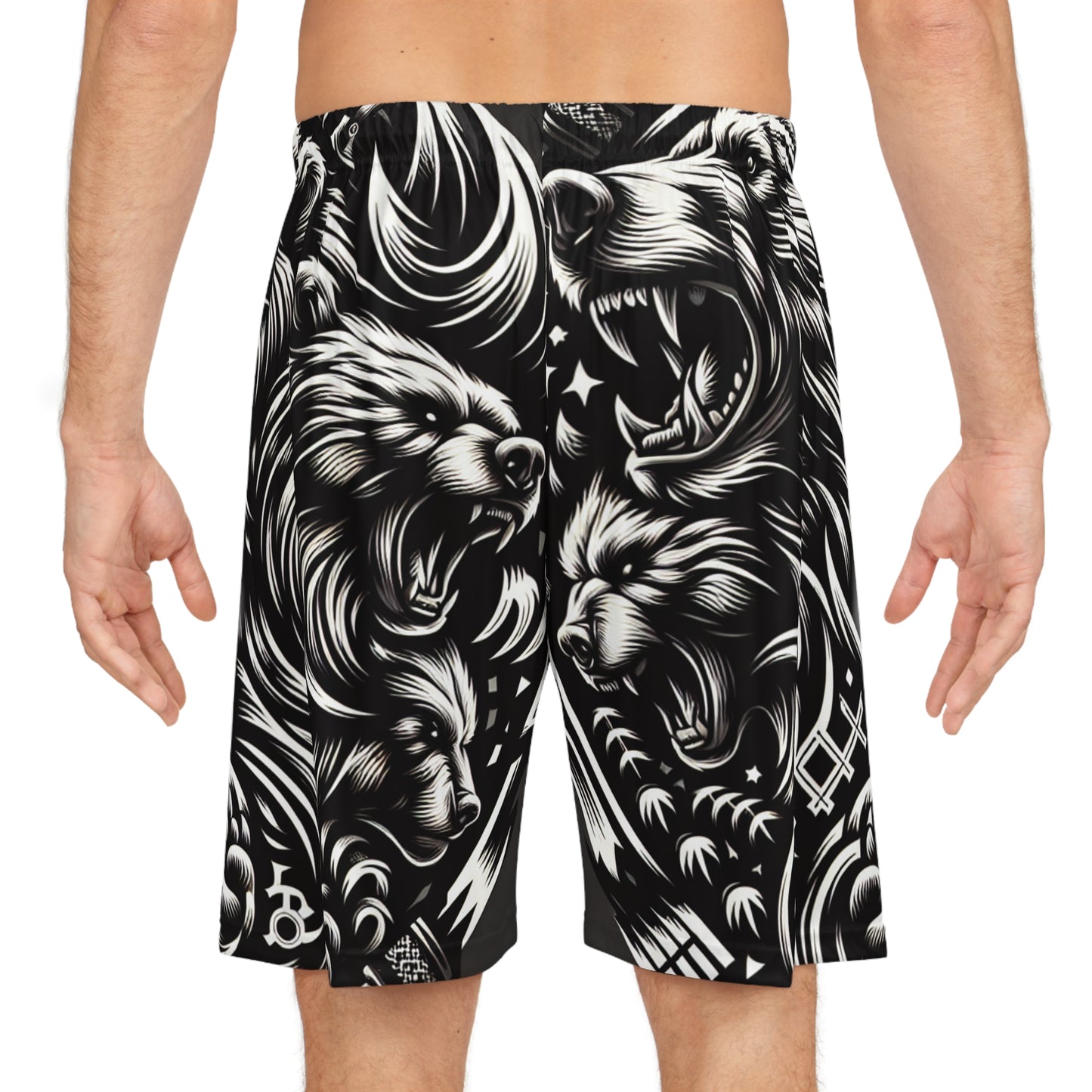 Fierce Bear Print Basketball Shorts