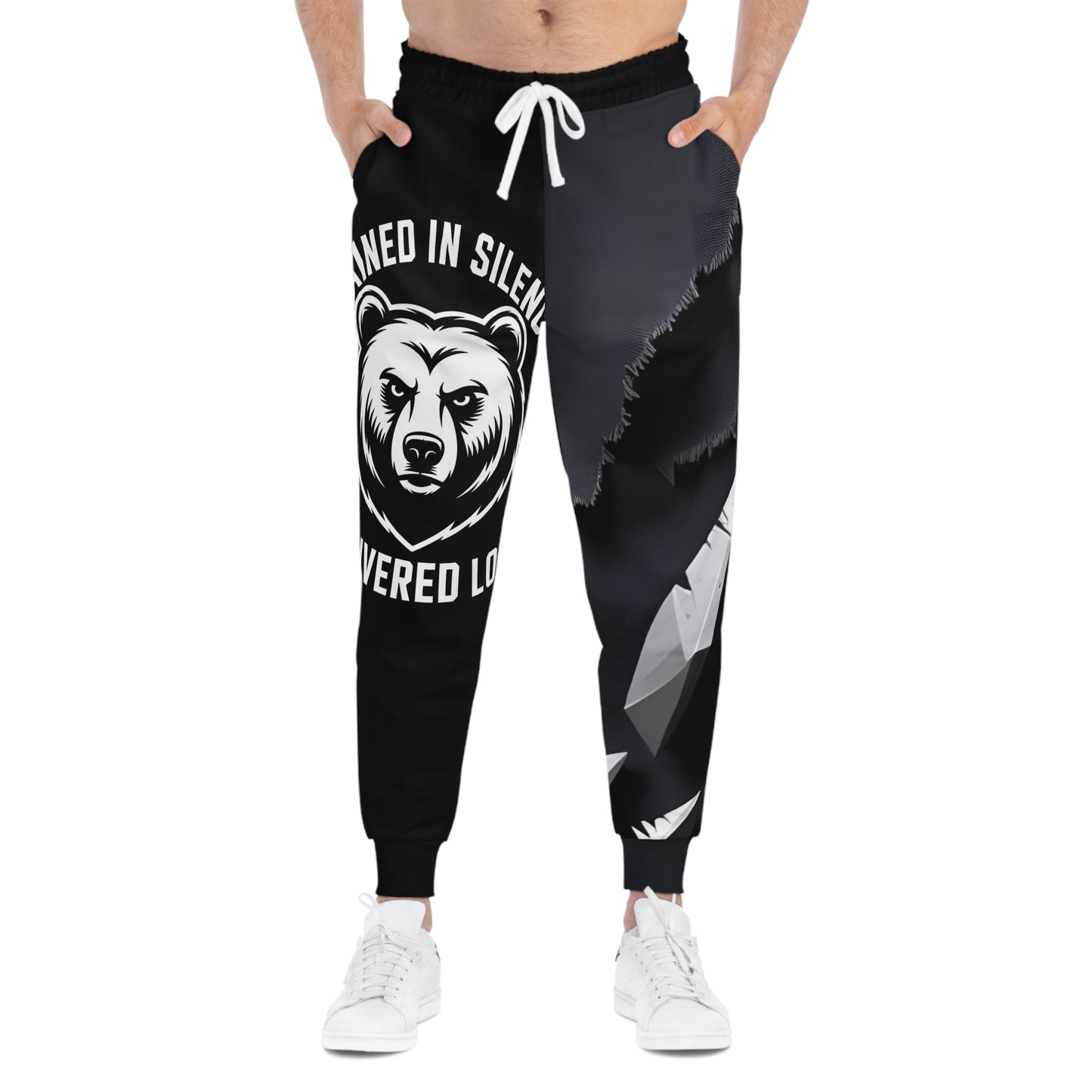 Stylish Athletic Joggers with Fierce Bear Design