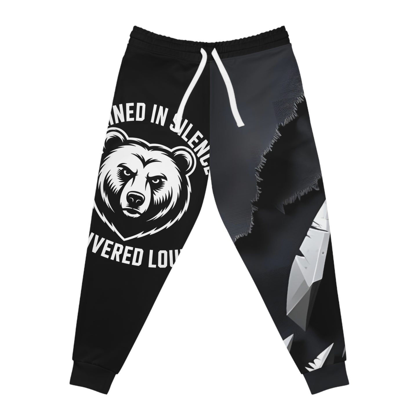 Stylish Athletic Joggers with Fierce Bear Design