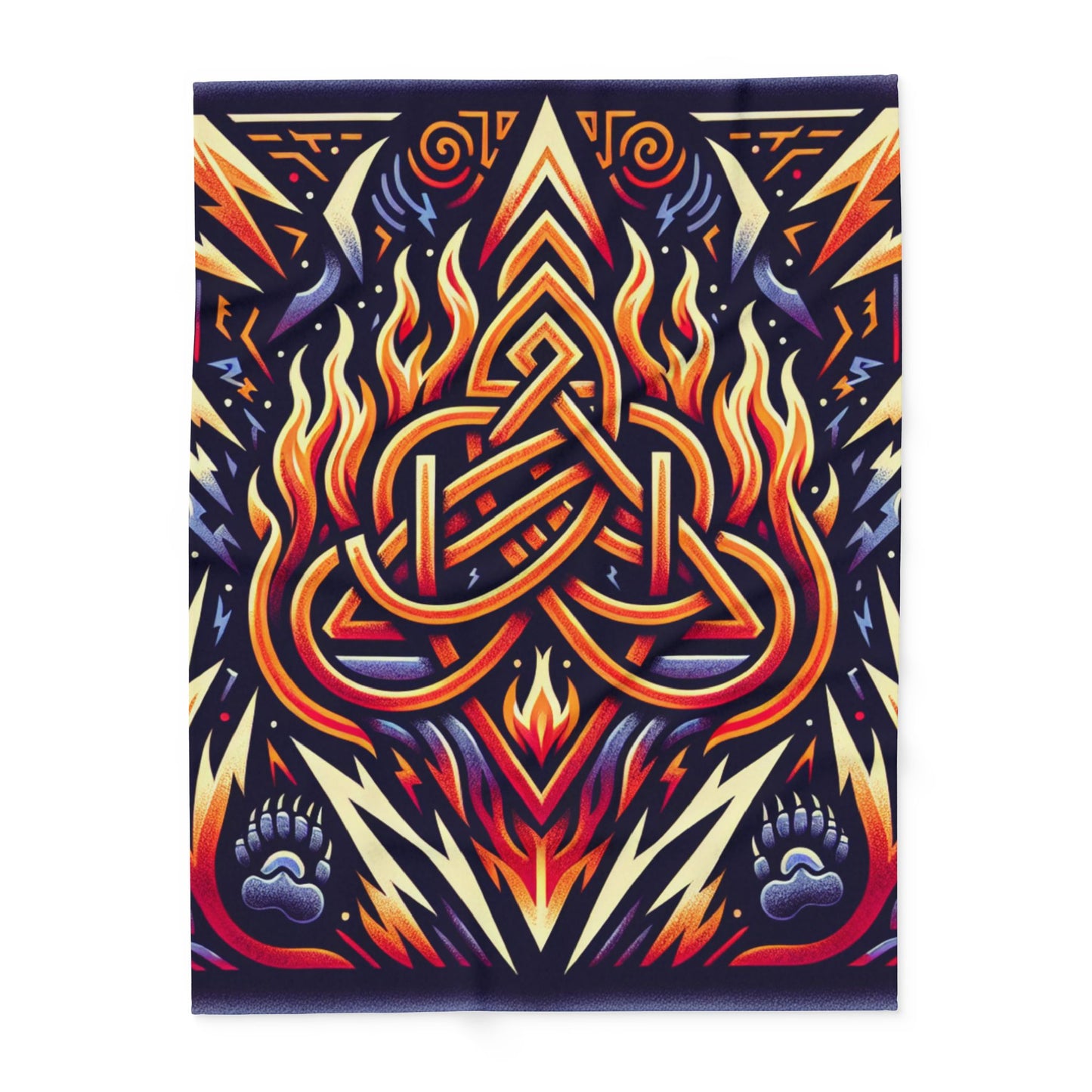 Vibrant Celtic Flame Fleece Blanket